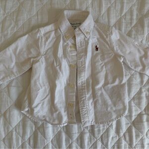 Ralph Lauren White Button-Up Oxford with Embroidered Logo